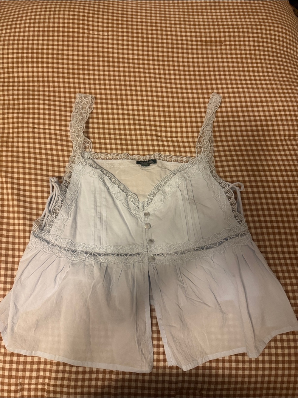 wild fable Light Blue Lace-Trim Button Front Camisole